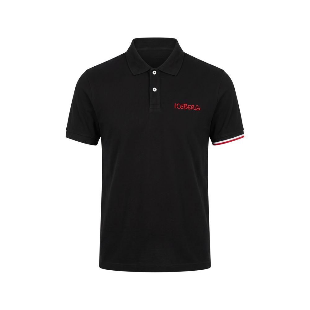 Iceberg Herren-Poloshirt aus schwarzer Baumwolle