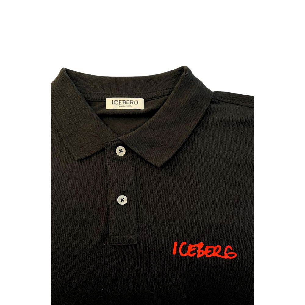 Iceberg Herren-Poloshirt aus schwarzer Baumwolle