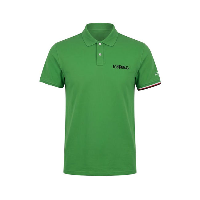 Iceberg Grünes Herren-Poloshirt aus Baumwolle