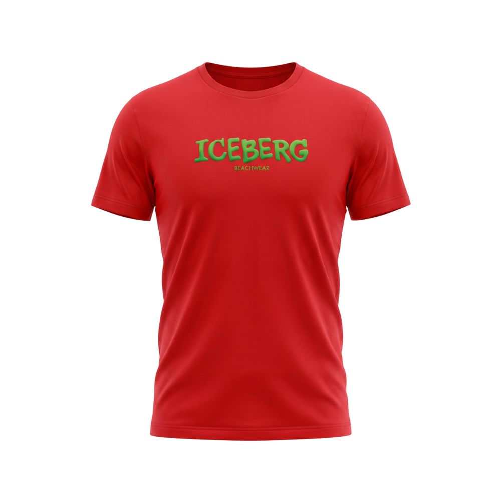 Iceberg Rotes Baumwoll-T-Shirt für Herren