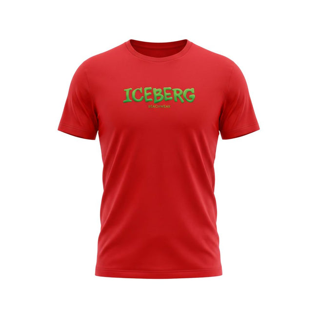 Iceberg Rotes Baumwoll-T-Shirt für Herren