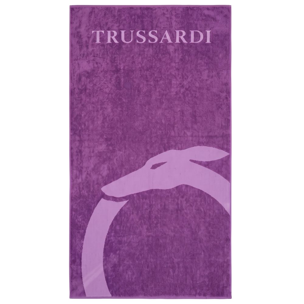 Trussardi Beachwear Purple Cotton Men's Beach Towel