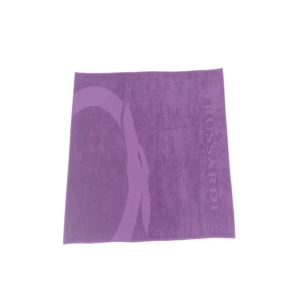 Trussardi Beachwear Purple Cotton Men's Beach Towel