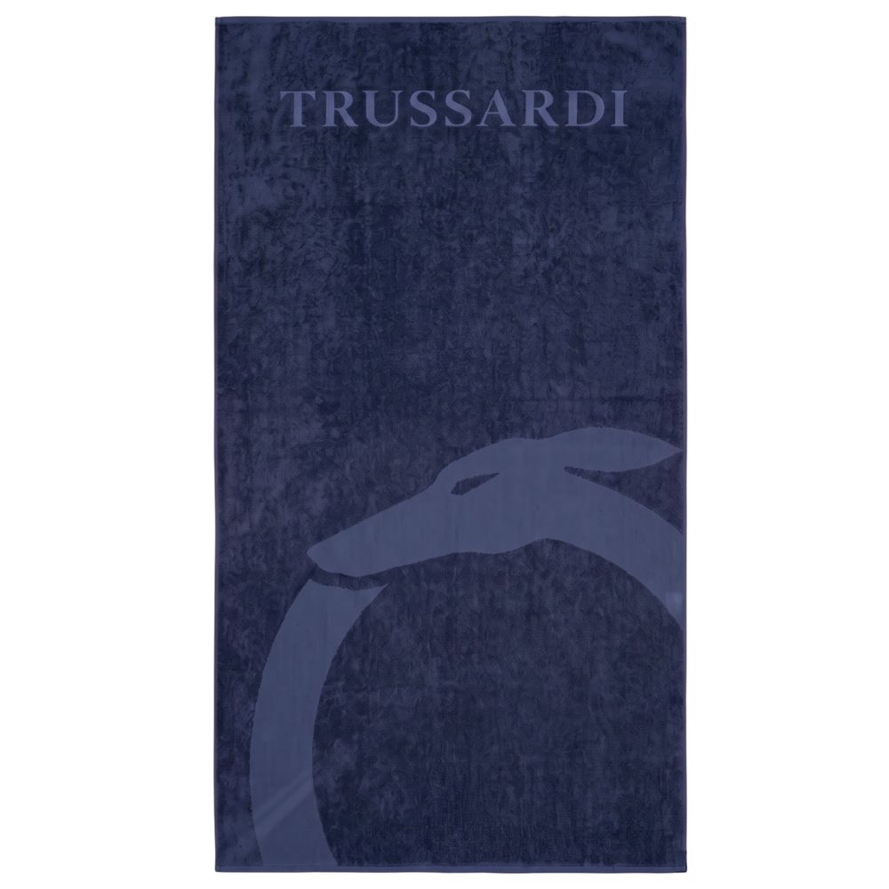 Trussardi Beachwear Blaues Baumwoll-Strandtuch für Herren