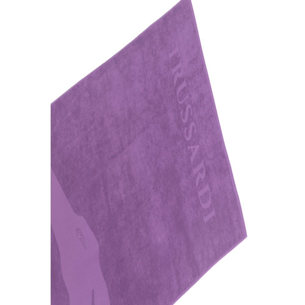 Trussardi Beachwear Purple Cotton Men's Beach Towel