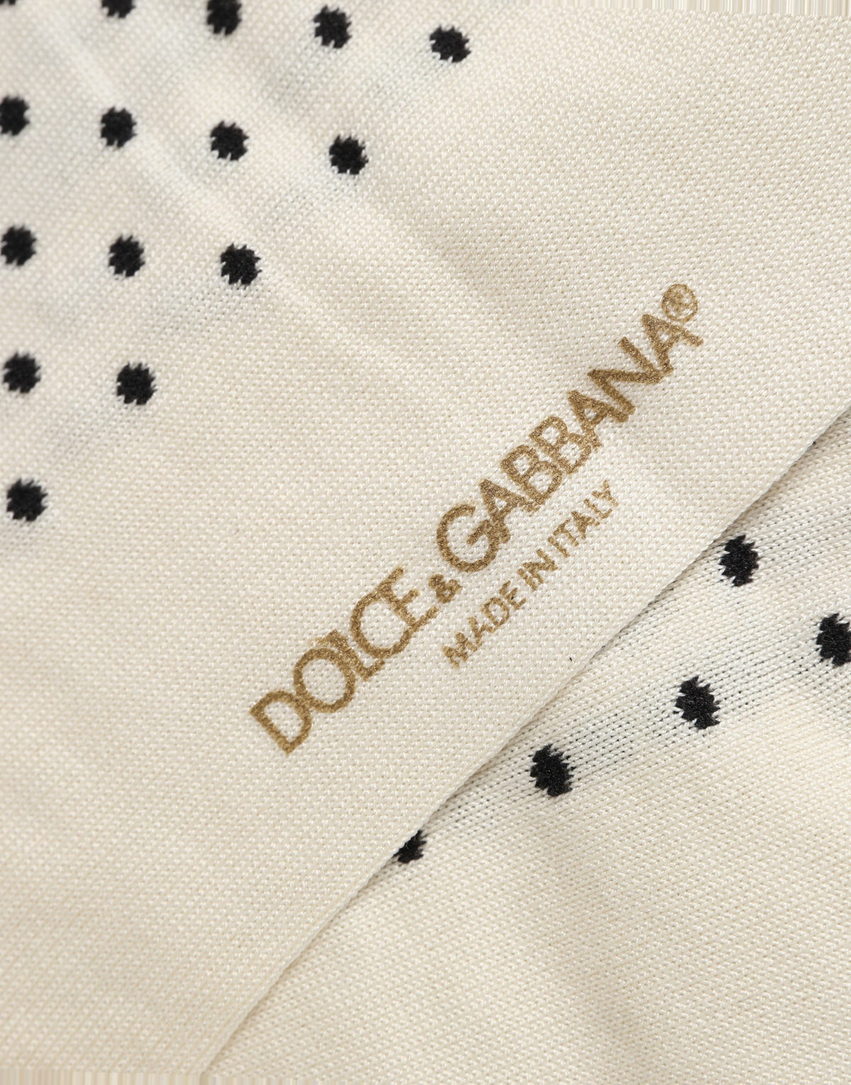 Dolce & Gabbana Off White Baumwollsocken mit Tupfenmuster, mittellang