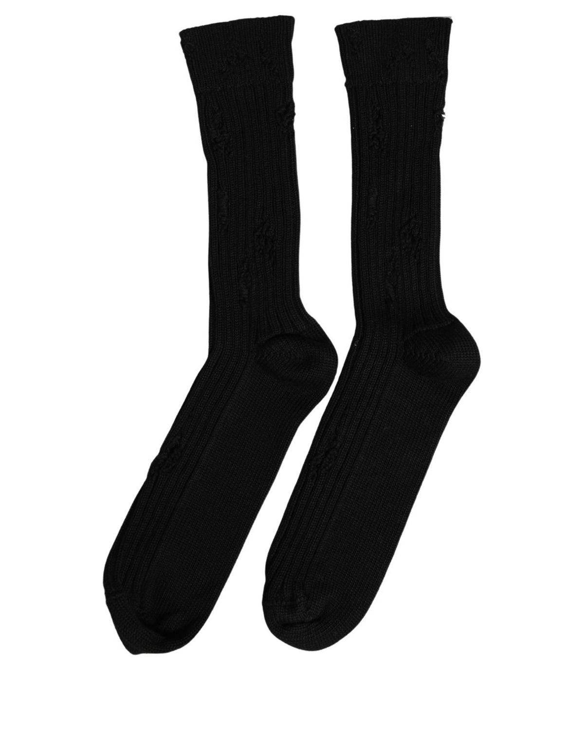 Dolce & Gabbana Herren schwarze Baumwoll-Socken mit Used-Look, mittellang