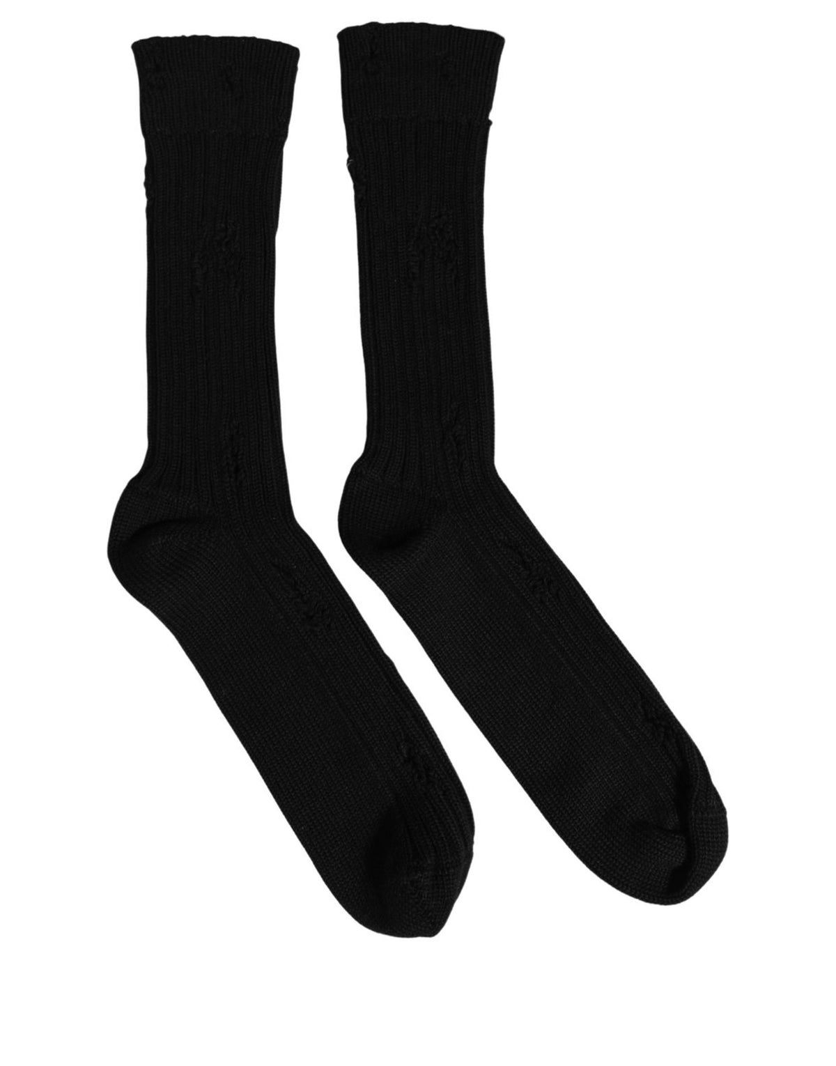 Dolce & Gabbana Herren schwarze Baumwoll-Socken mit Used-Look, mittellang