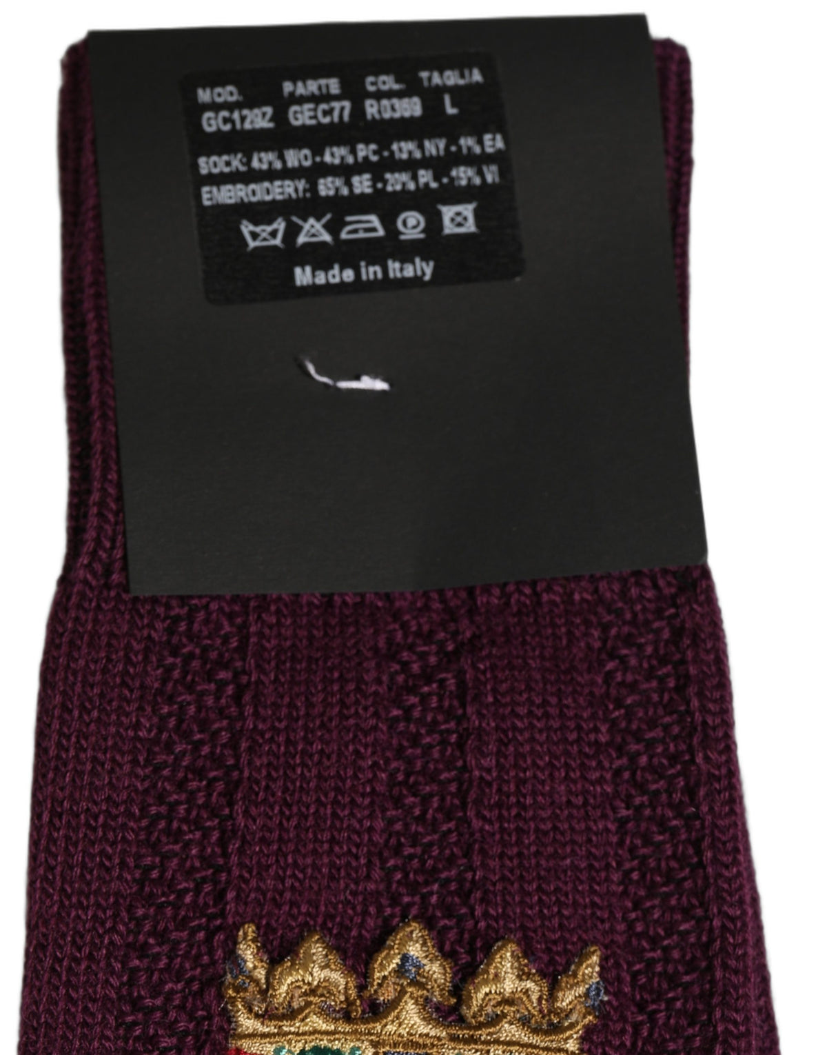 Dolce & Gabbana Kniestrümpfe aus Wolle in Burgunderrot mit Crest-Logo