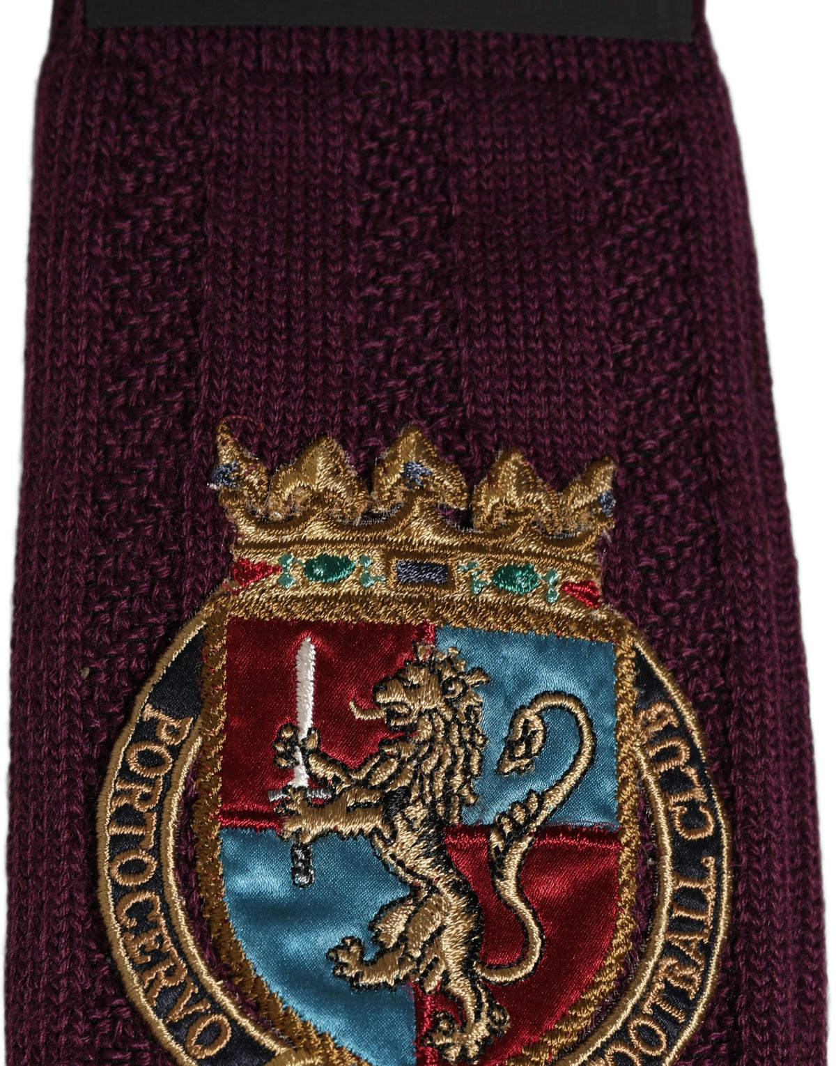 Dolce & Gabbana Kniestrümpfe aus Wolle in Burgunderrot mit Crest-Logo