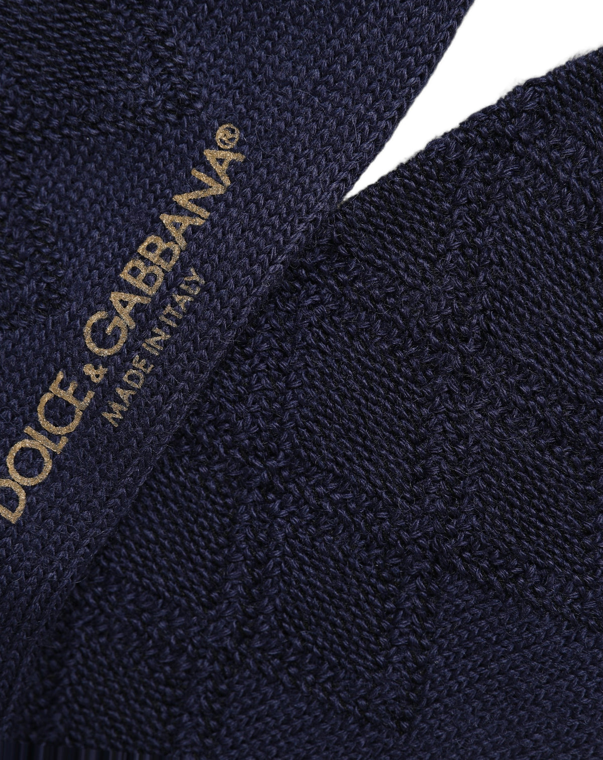 Dolce & Gabbana Kniestrümpfe aus marineblauer Wolle mit Crest-Logo