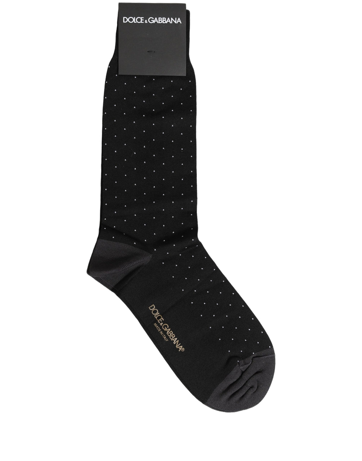 Dolce & Gabbana Men's Black Polka Dot Mid-Calf Cotton Socks