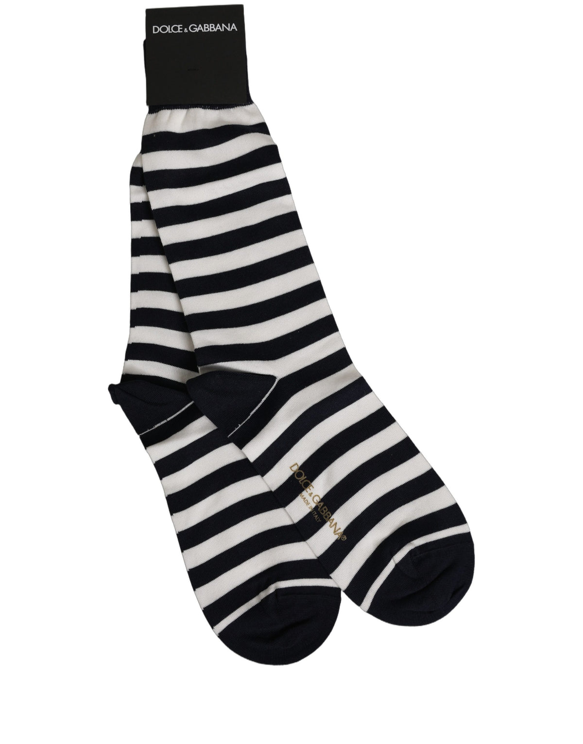 Dolce & Gabbana Mittelhohe Socken mit schwarz-weißen Streifen aus Baumwolle