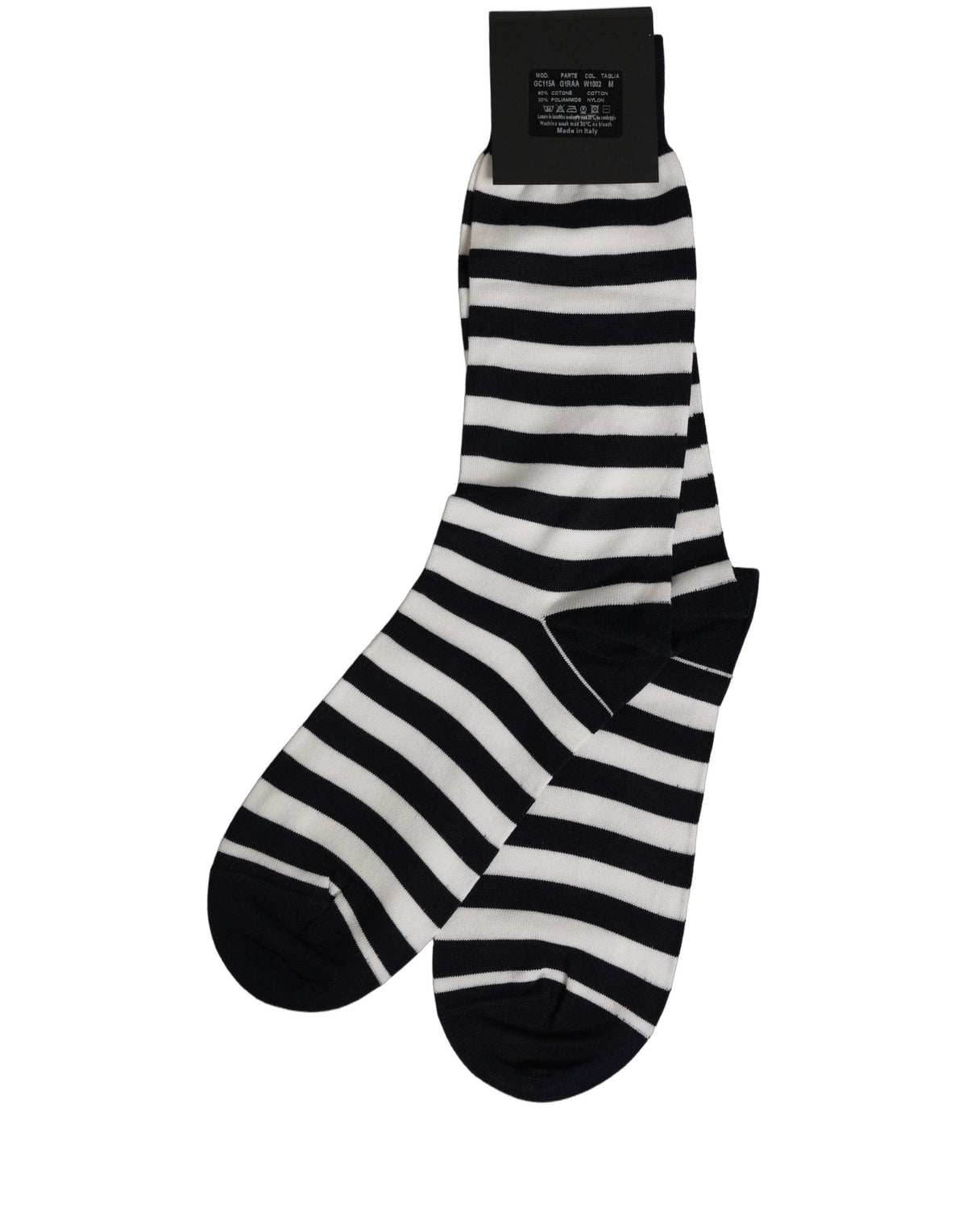 Dolce & Gabbana Mittelhohe Socken mit schwarz-weißen Streifen aus Baumwolle