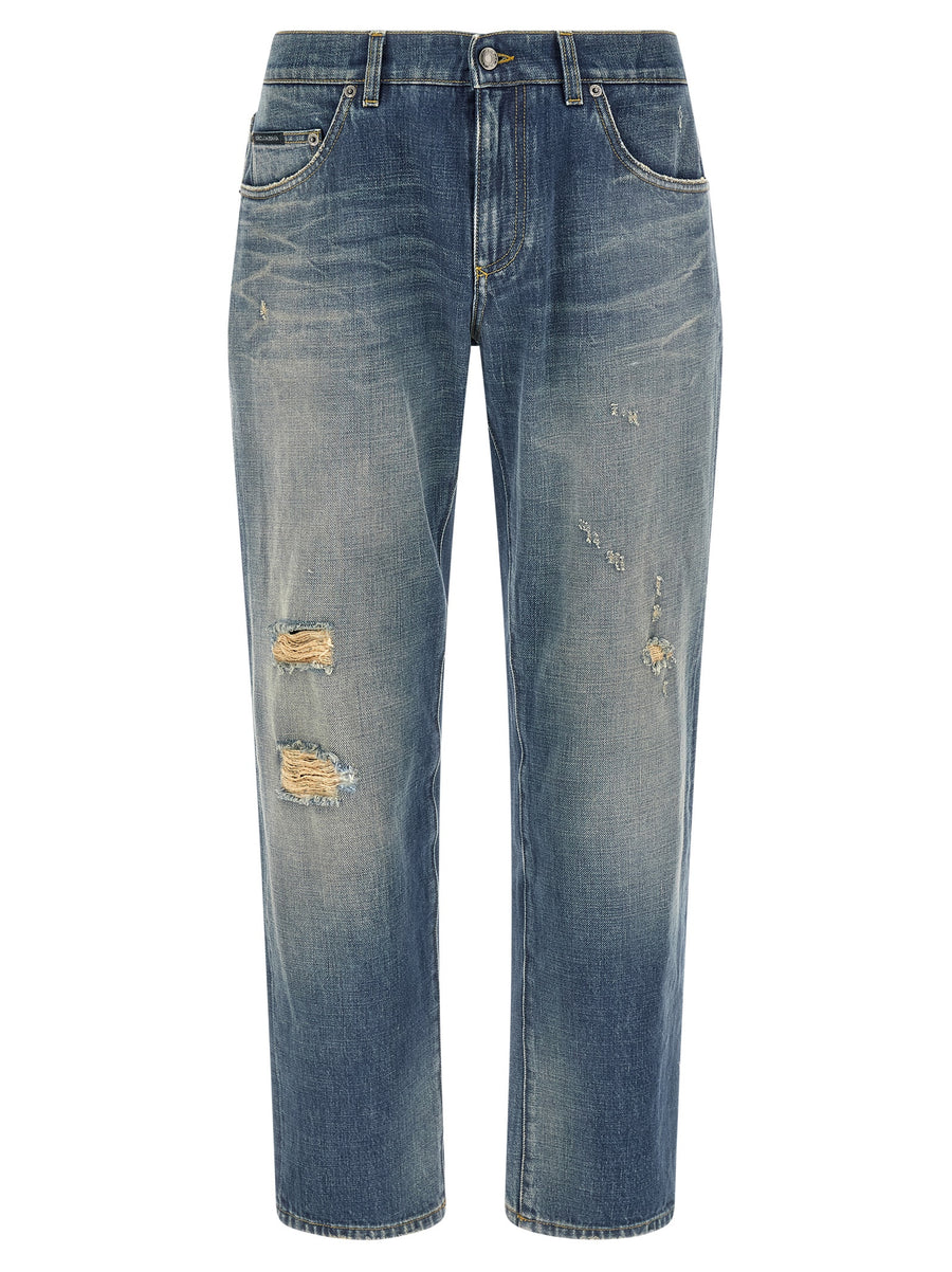 Dolce & Gabbana Blaue Baumwolljeans im Relaxed Fit