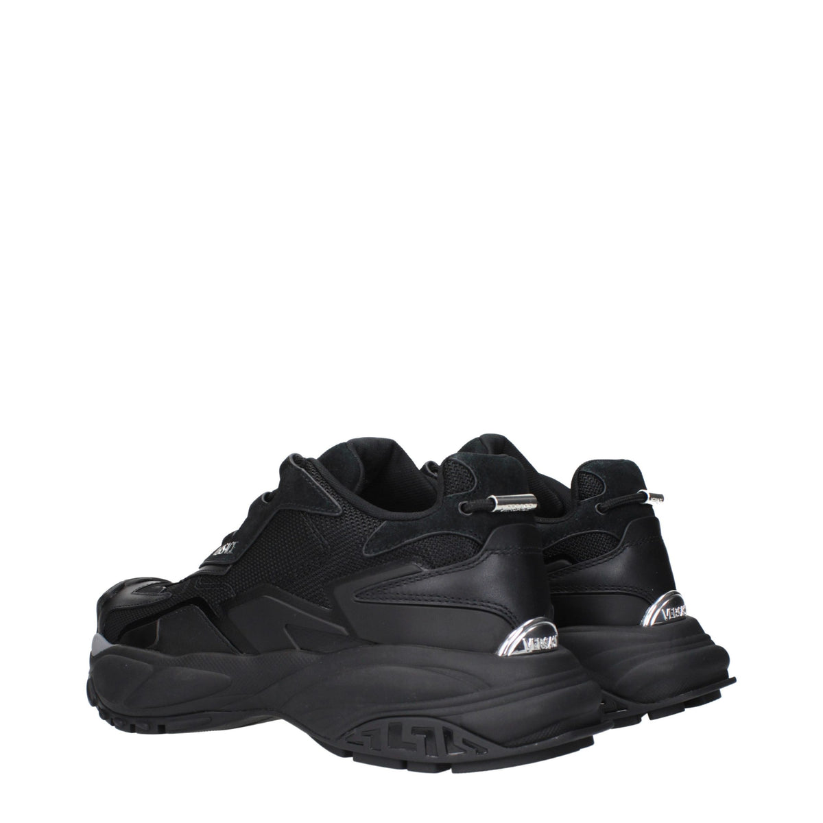 Versace Schwarze Stoff-Sneaker mit klobiger Sohle