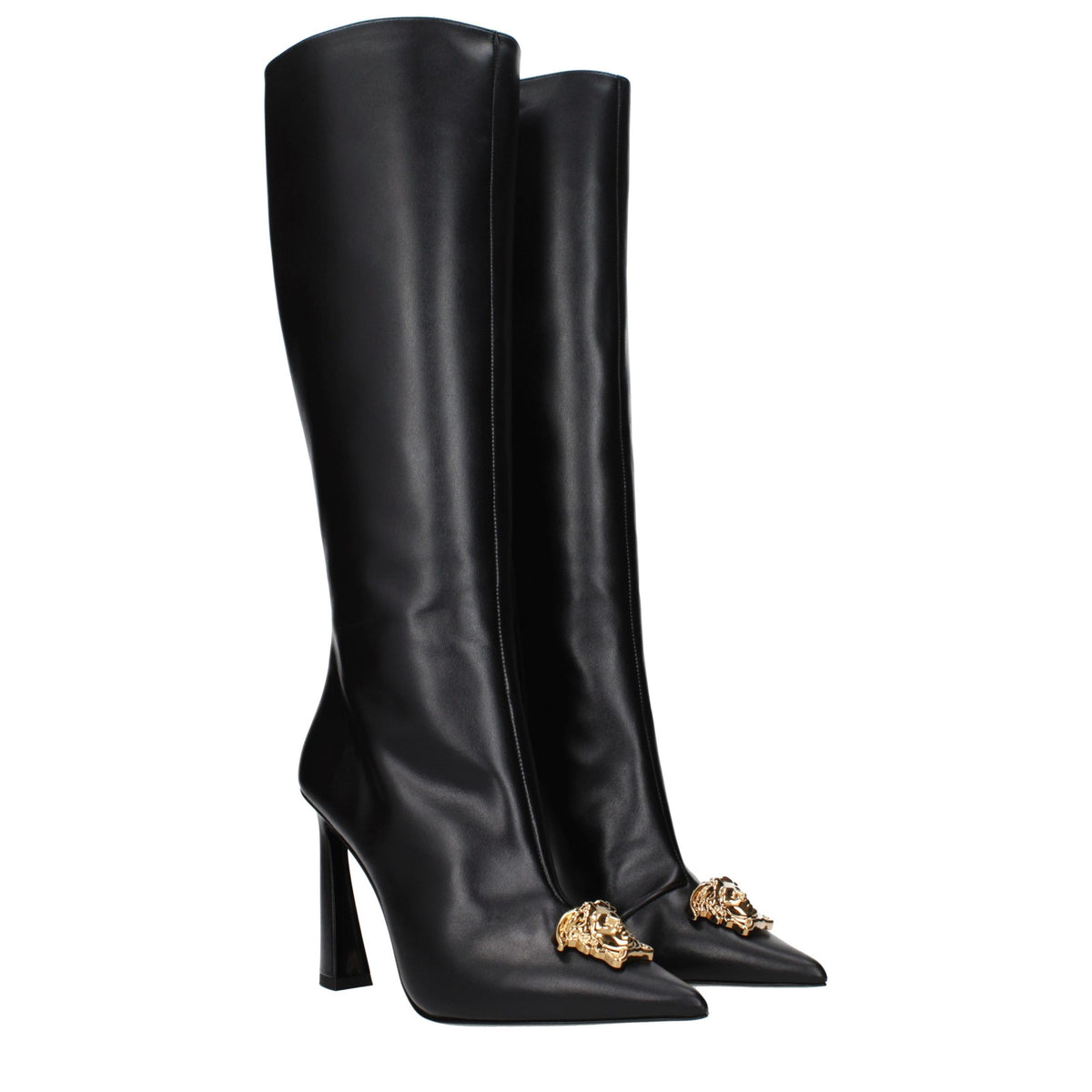Versace Schwarze Lederstiefel