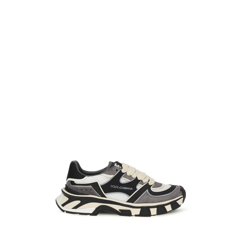 Dolce & Gabbana Gray Calfskin Bos Taurus Chunky Sneakers