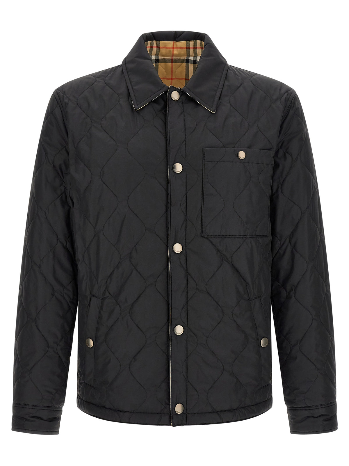 Burberry Schwarze Polyamid-Jacke in voller Länge