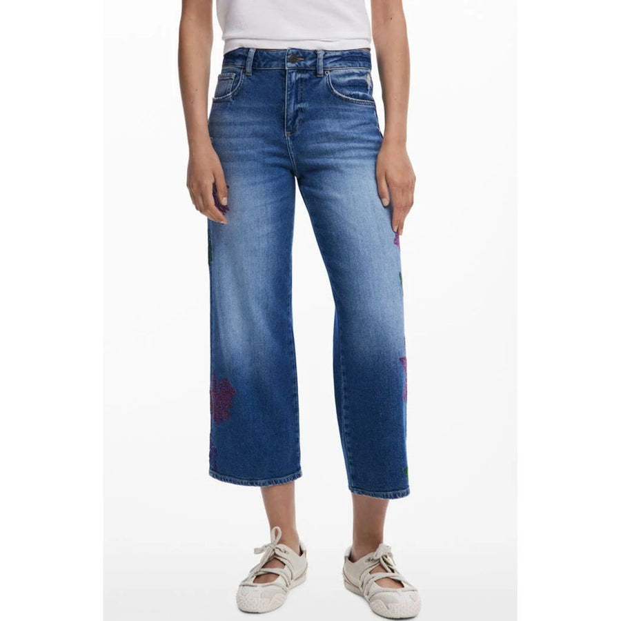 Desigual Blaue Baumwolljeans mit geradem Bein
