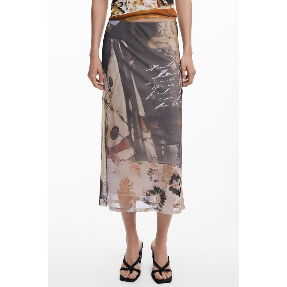 Desigual Beiger Midirock aus Polyester