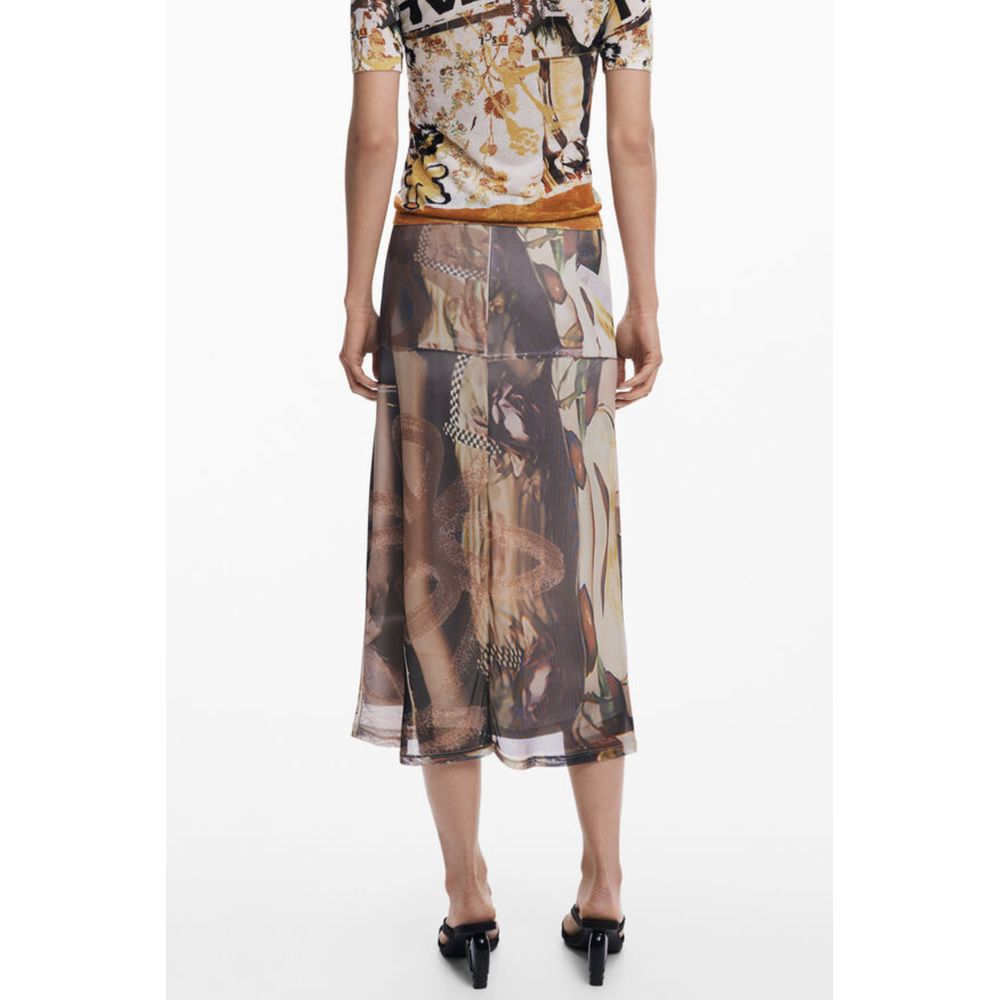Desigual Beiger Midirock aus Polyester