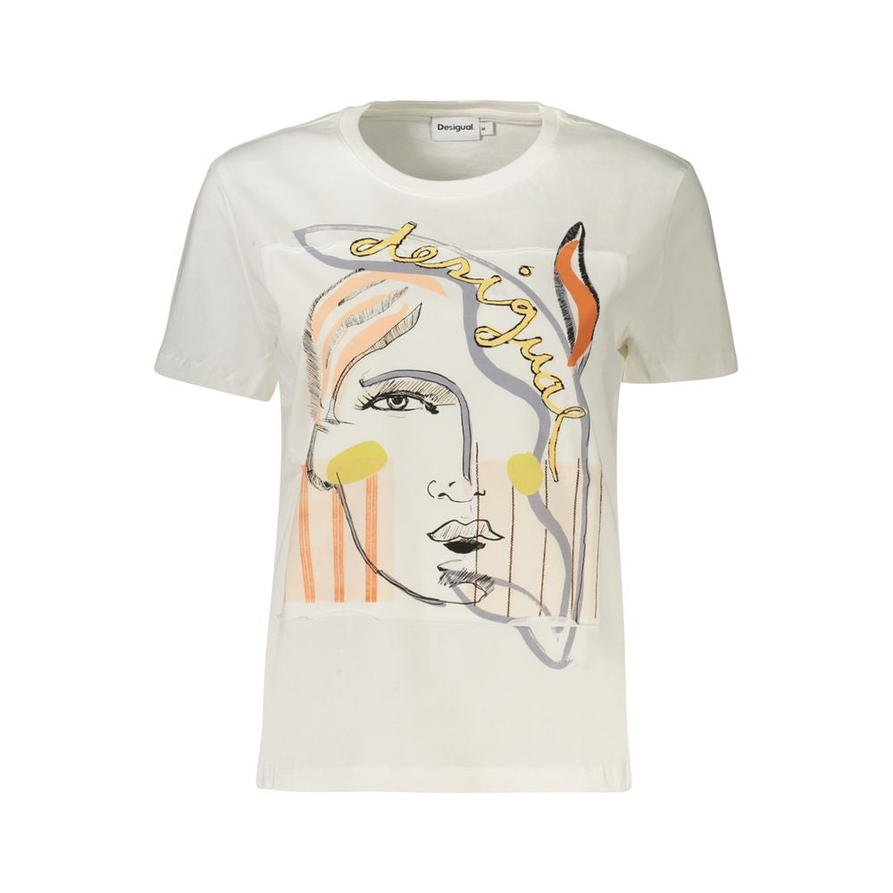 Desigual Weißes Baumwoll-T-Shirt