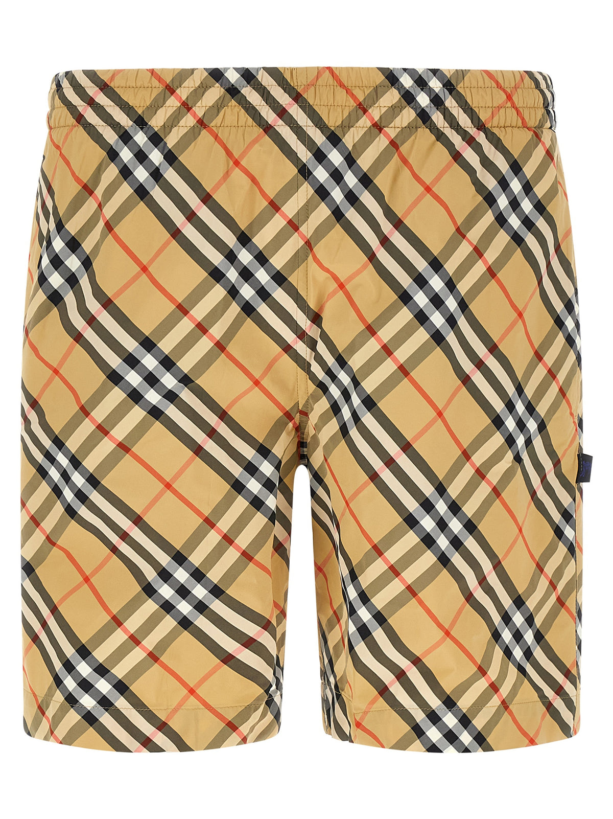 Burberry Beigefarbene Badeshorts aus Polyamid