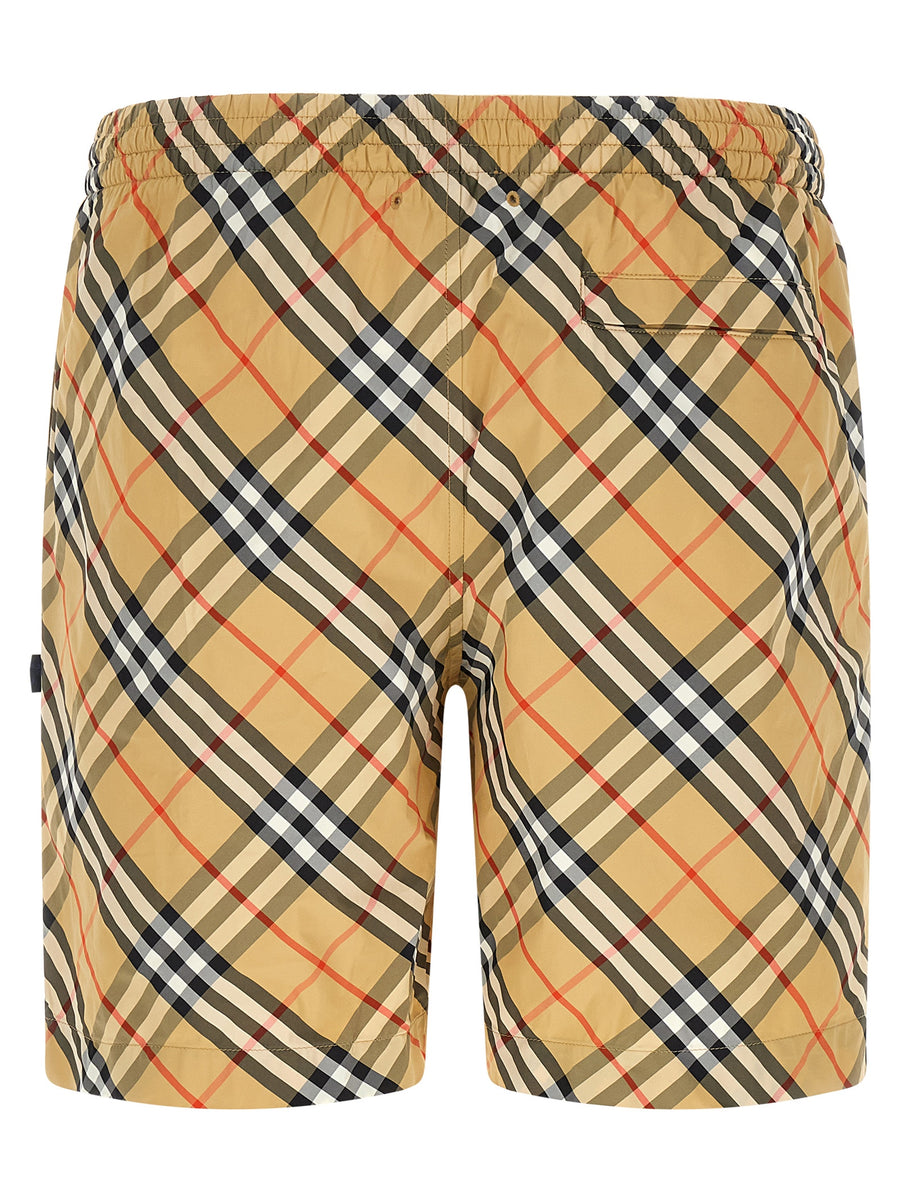 Burberry Beigefarbene Badeshorts aus Polyamid