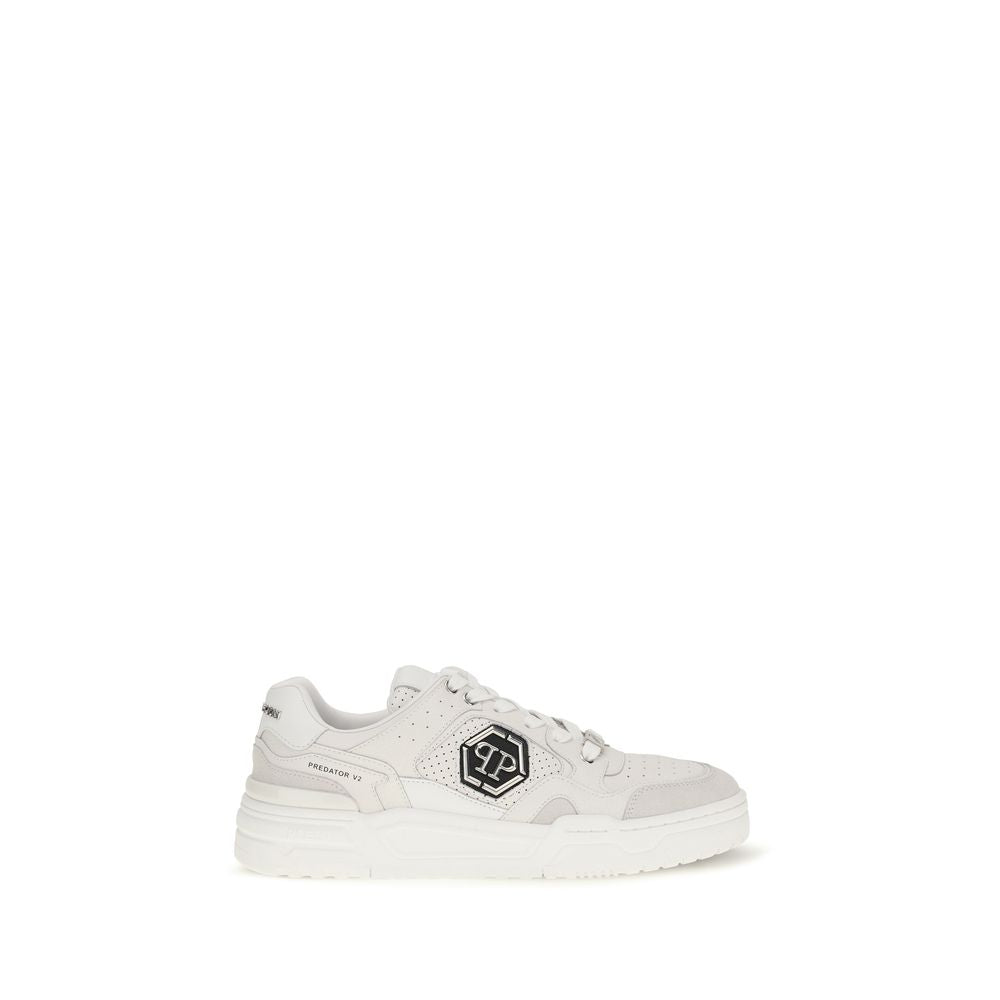 Philipp Plein White Polyester Low-Top Sneakers