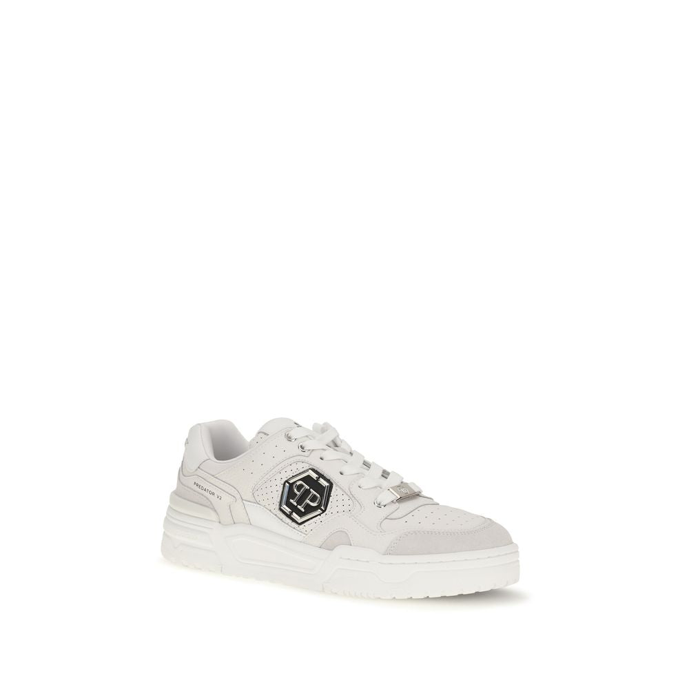Philipp Plein White Polyester Low-Top Sneakers
