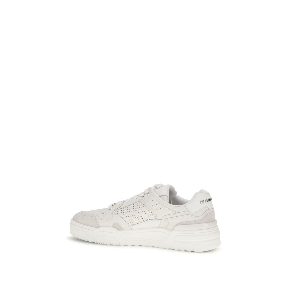 Philipp Plein White Polyester Low-Top Sneakers