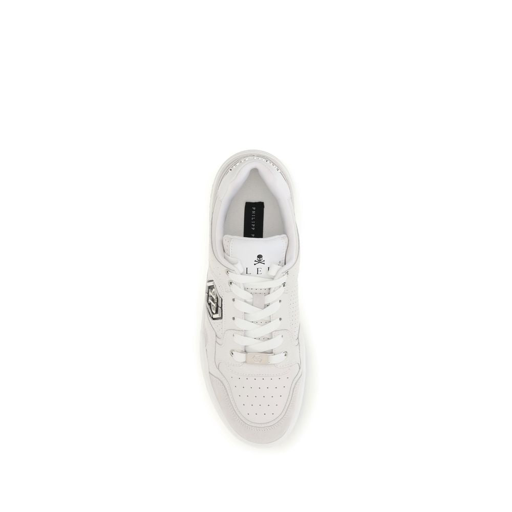 Philipp Plein White Polyester Low-Top Sneakers
