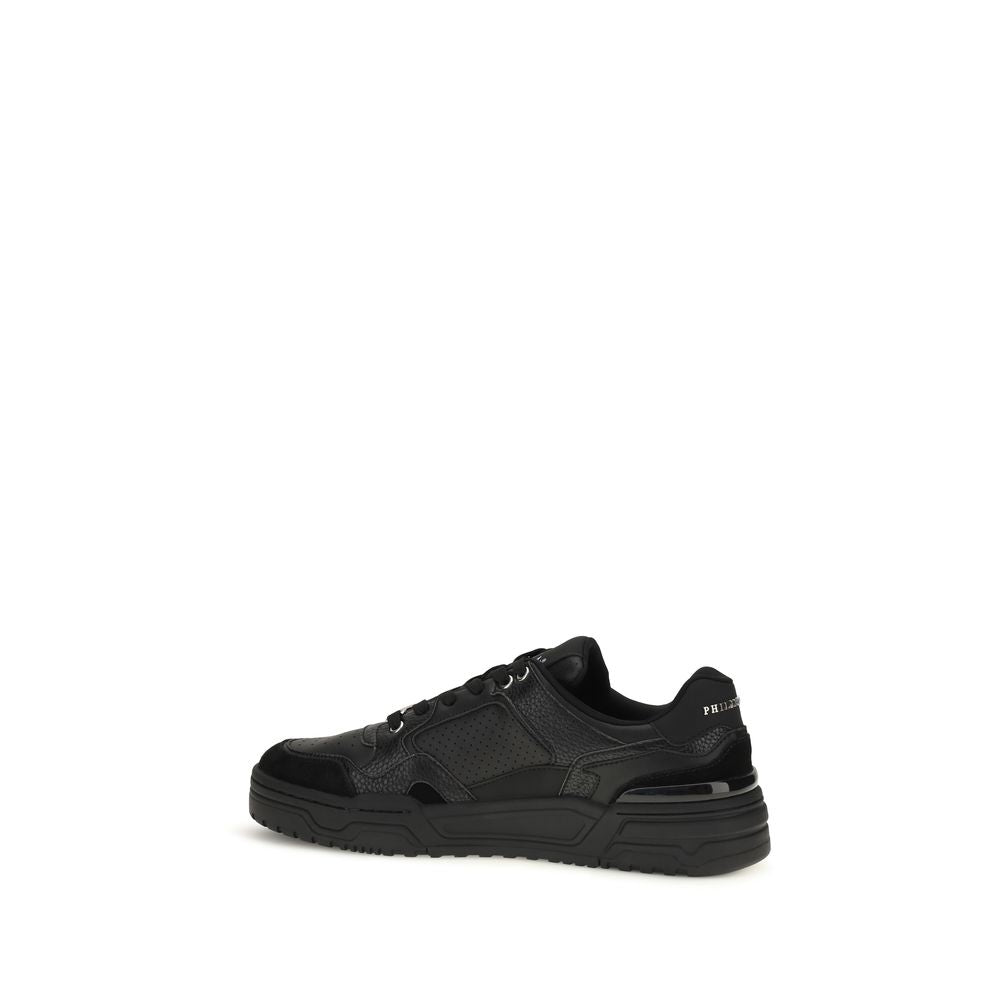 Philipp Plein Black Polyester Low-Top Sneakers