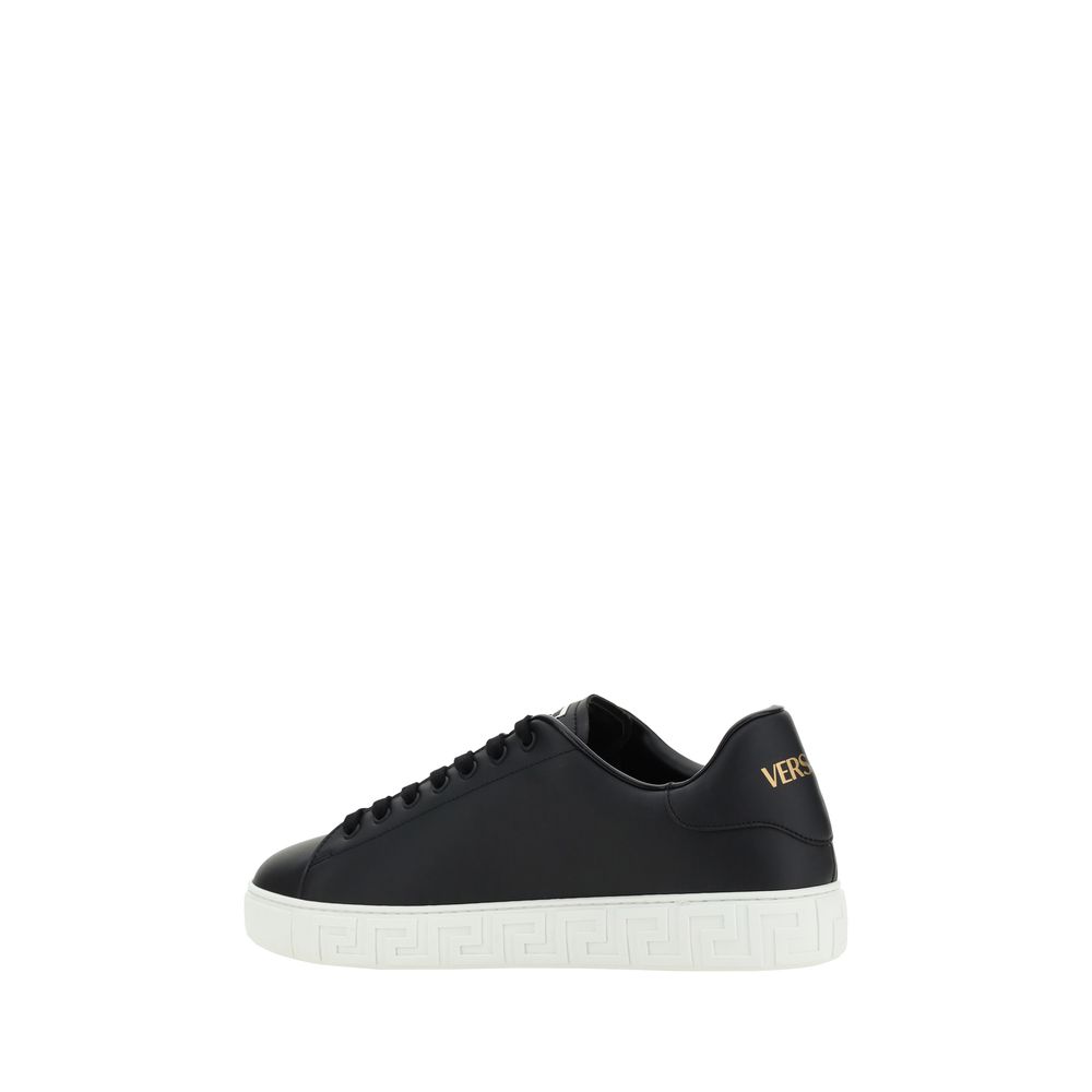 Versace Black Bos Taurus Calfskin Low-Top Sneakers