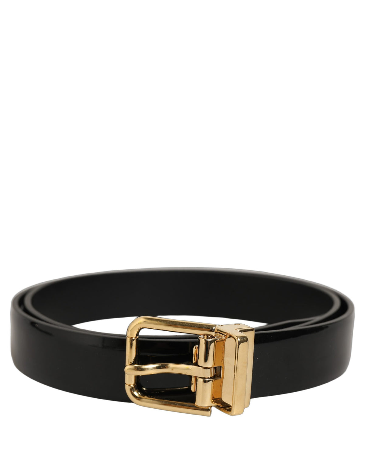 Dolce & Gabbana Black Classic Leather Belt with Gold-Colored Buckle