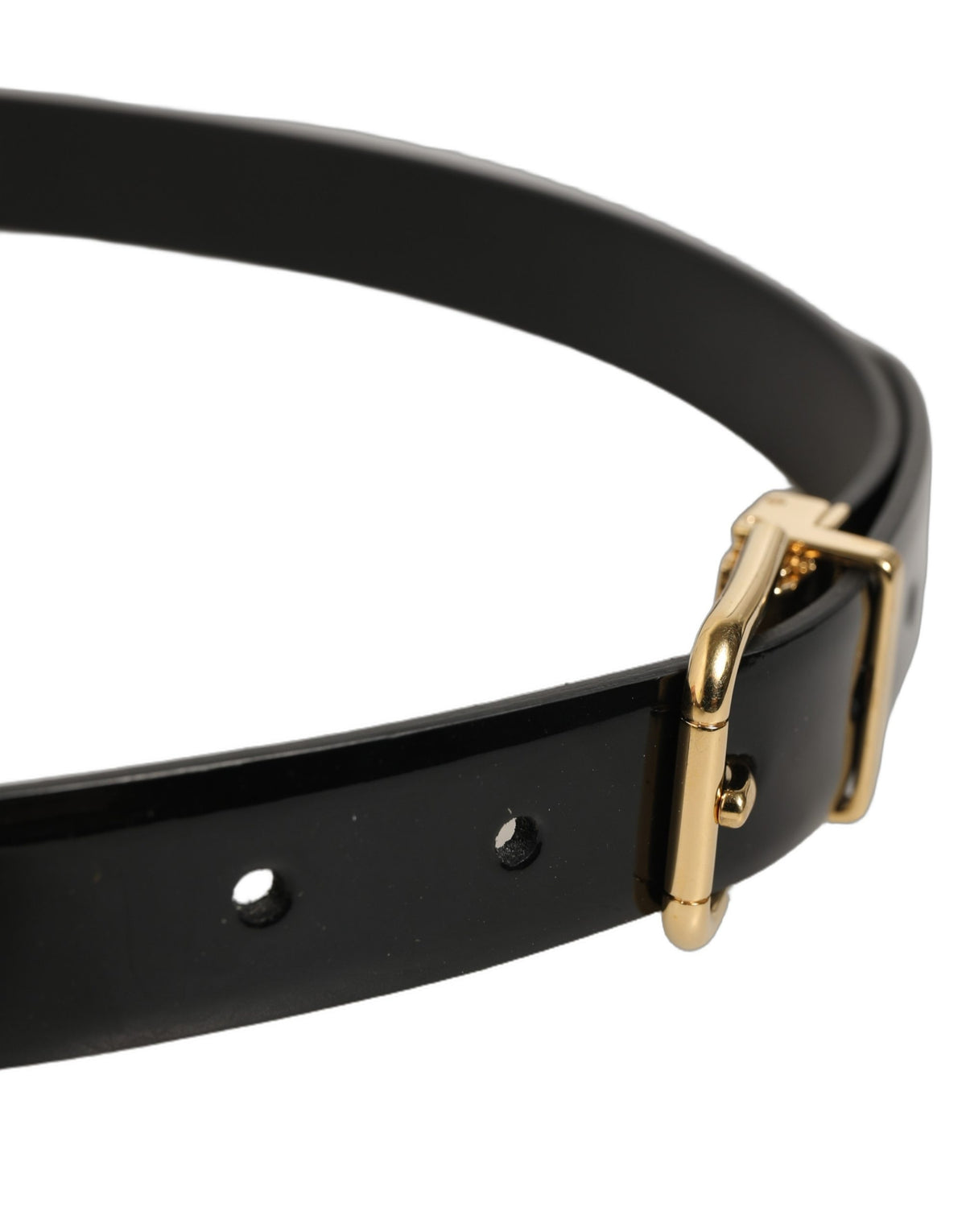 Dolce & Gabbana Black Classic Leather Belt with Gold-Colored Buckle