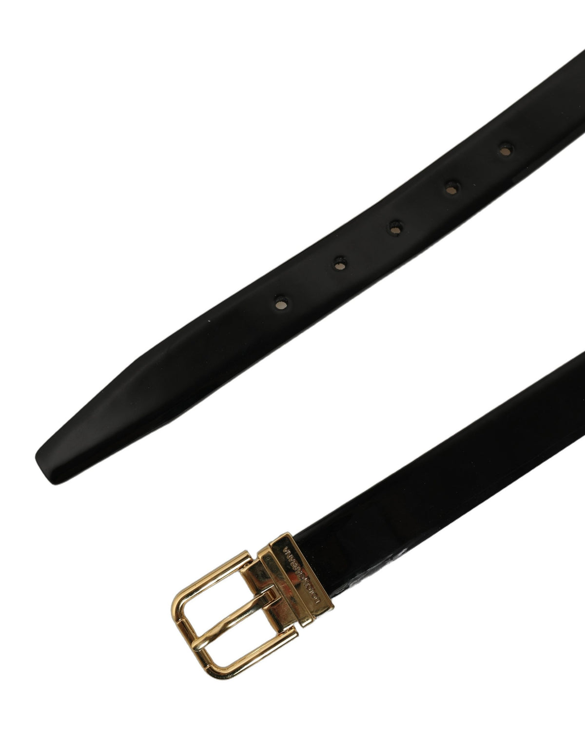 Dolce & Gabbana Black Classic Leather Belt with Gold-Colored Buckle