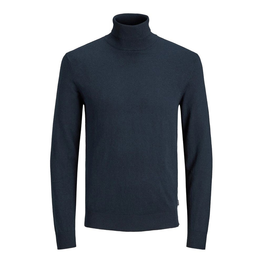 Jack Jones Blue Cotton Roll Neck Jumper