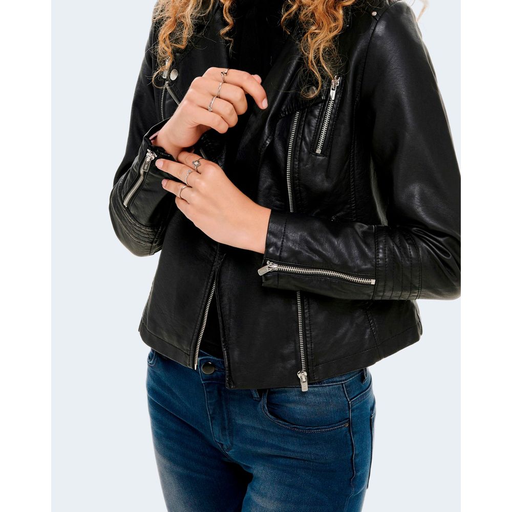 Only Schwarze Bikerjacke aus Viskose