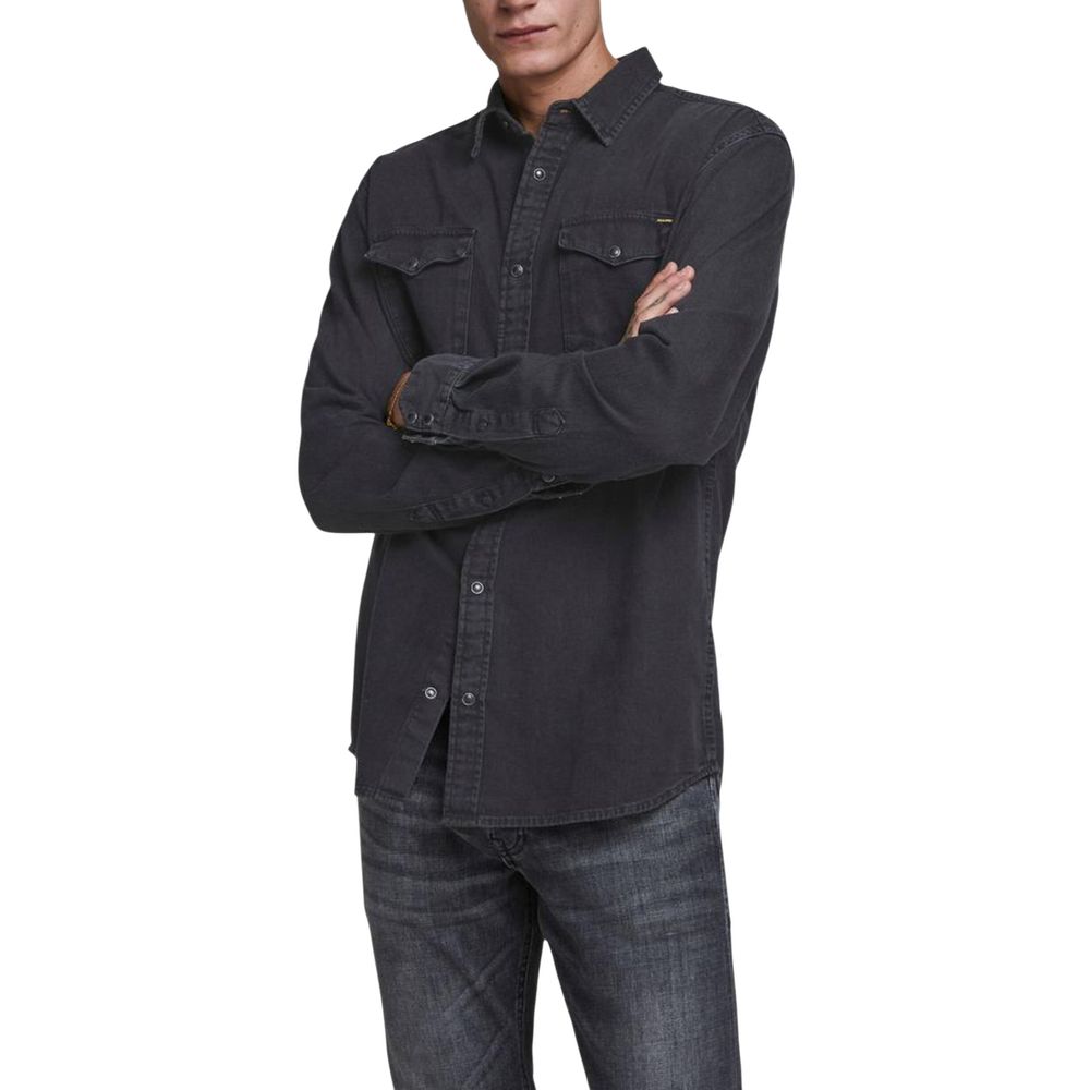 Jack Jones Schwarzes Denim-Hemd