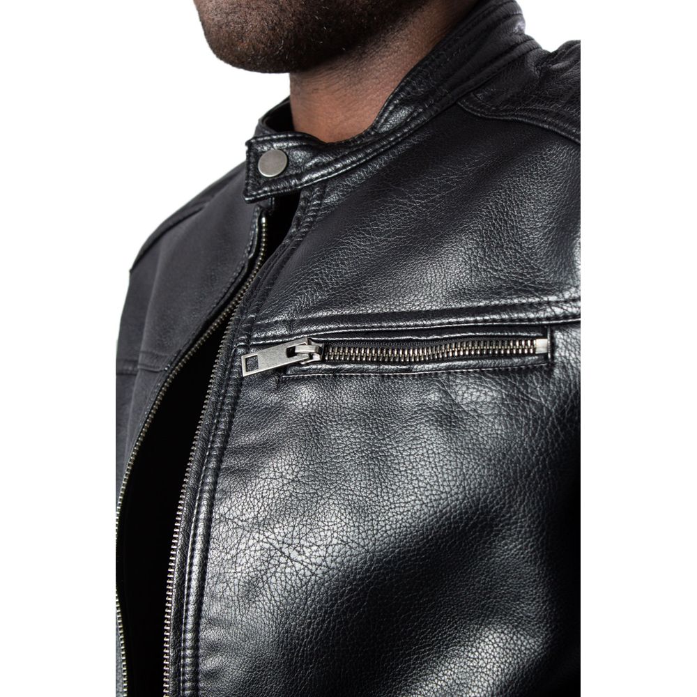 Jack Jones Schwarze Kunstlederjacke