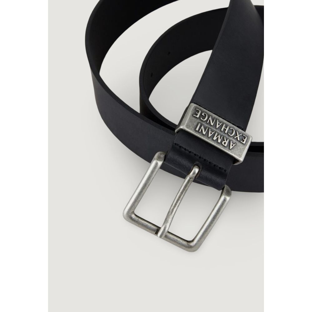 Armani Exchange Black Leather Belt Regular