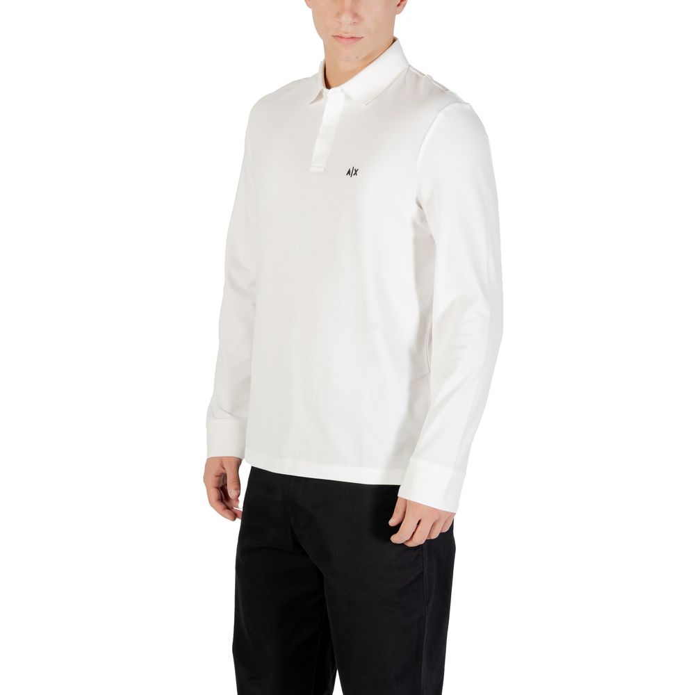 Armani Exchange Cremefarbenes Langarm-T-Shirt aus Baumwolle