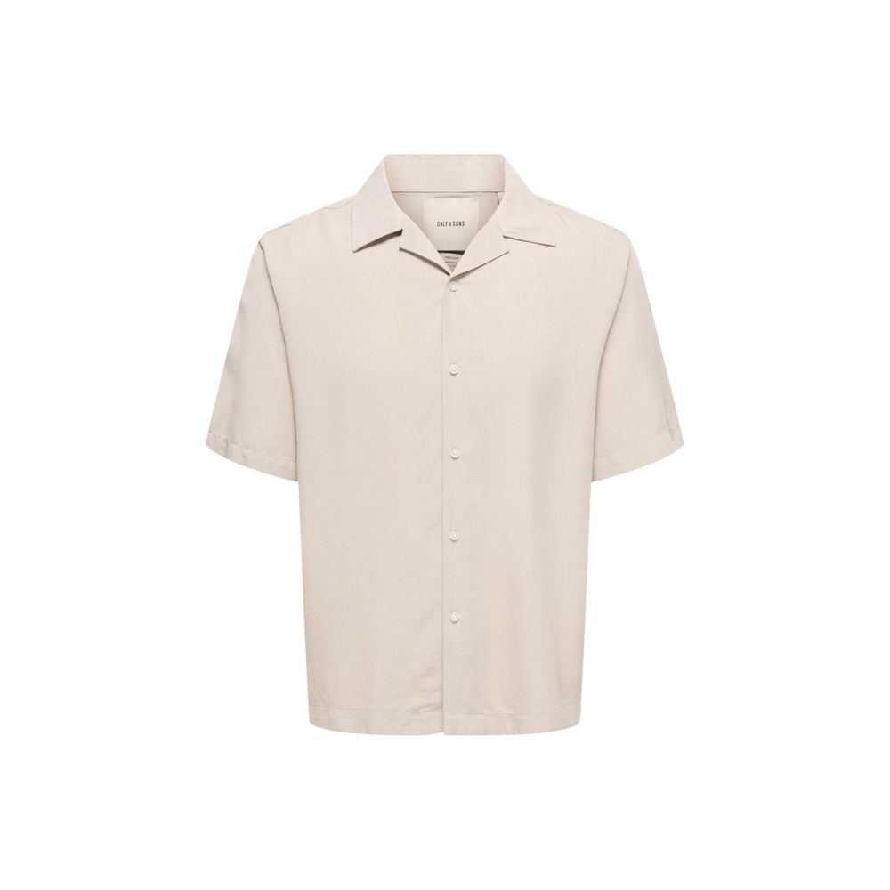 Only & Sons Beige Tencel Kurzarmhemd