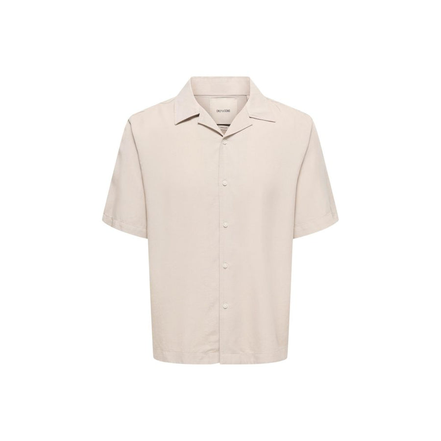 Only & Sons Beige Tencel Kurzarmhemd