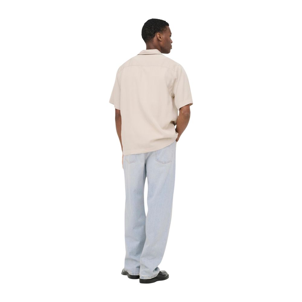 Only & Sons Beige Tencel Kurzarmhemd