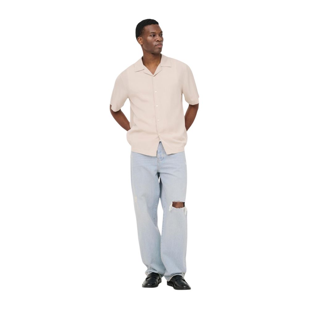 Only & Sons Beige Tencel Kurzarmhemd