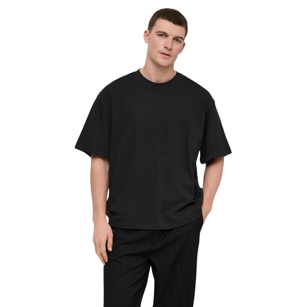 Only & Sons Schwarzes Baumwoll-T-Shirt
