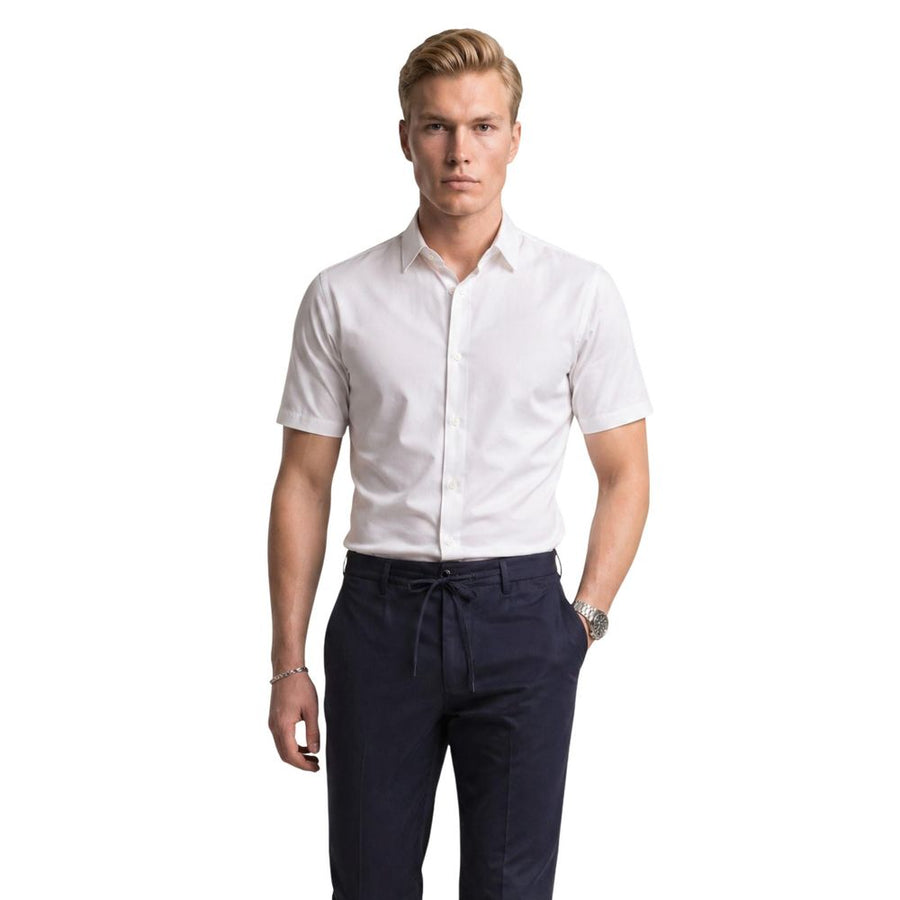 Armani Exchange Weißes Polyamid-Shirt mit kurzen Ärmeln